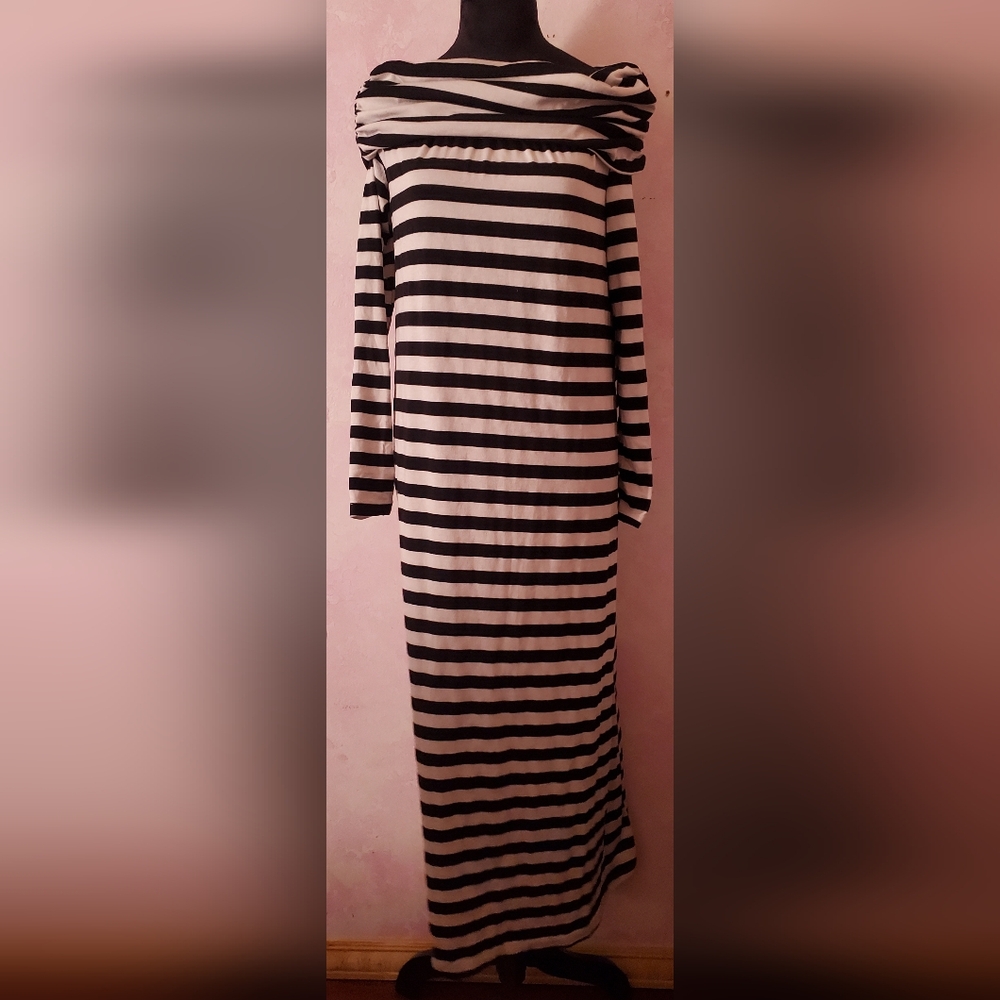 100% Cotton Striped Black and White Dress